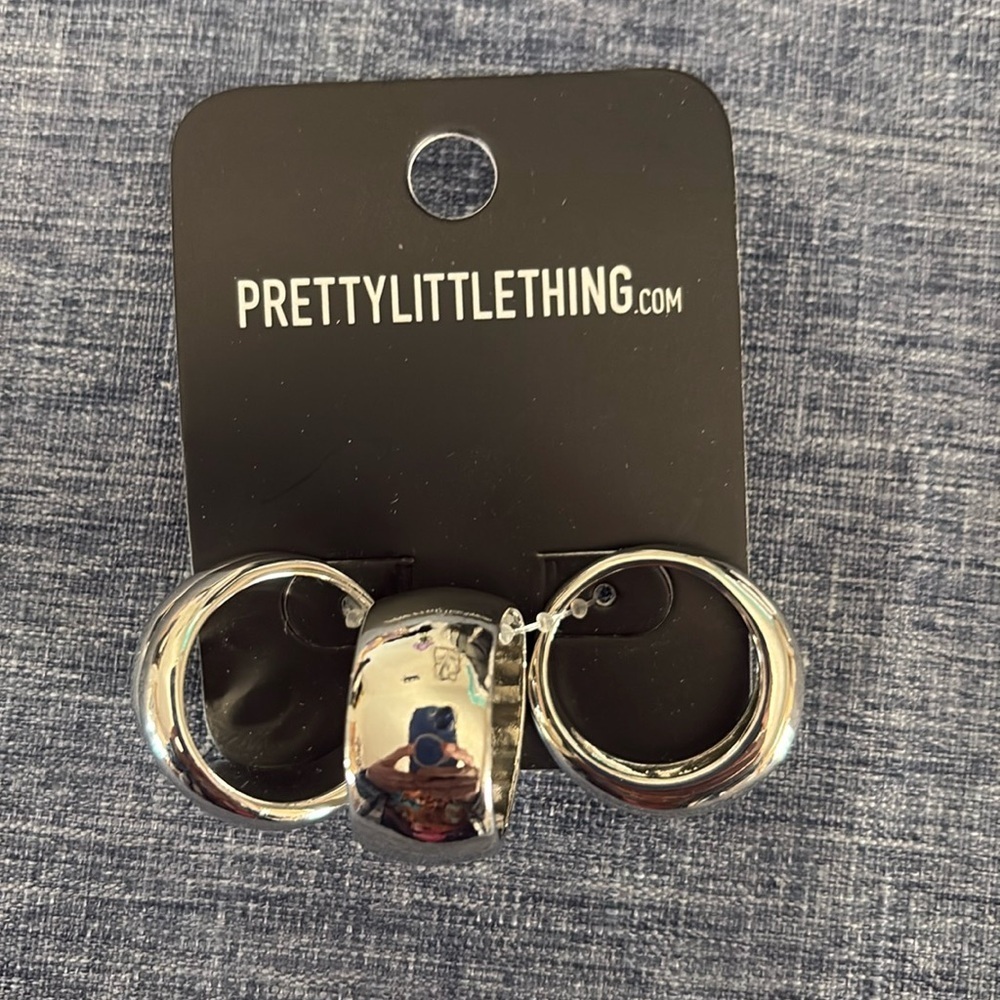 NIP PrettyLittleThing Set of 3 Simple Silver Chunky Rings M/L Sized